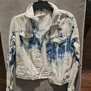 Seven7 Blue and White Tie-Dye Jean Jacket